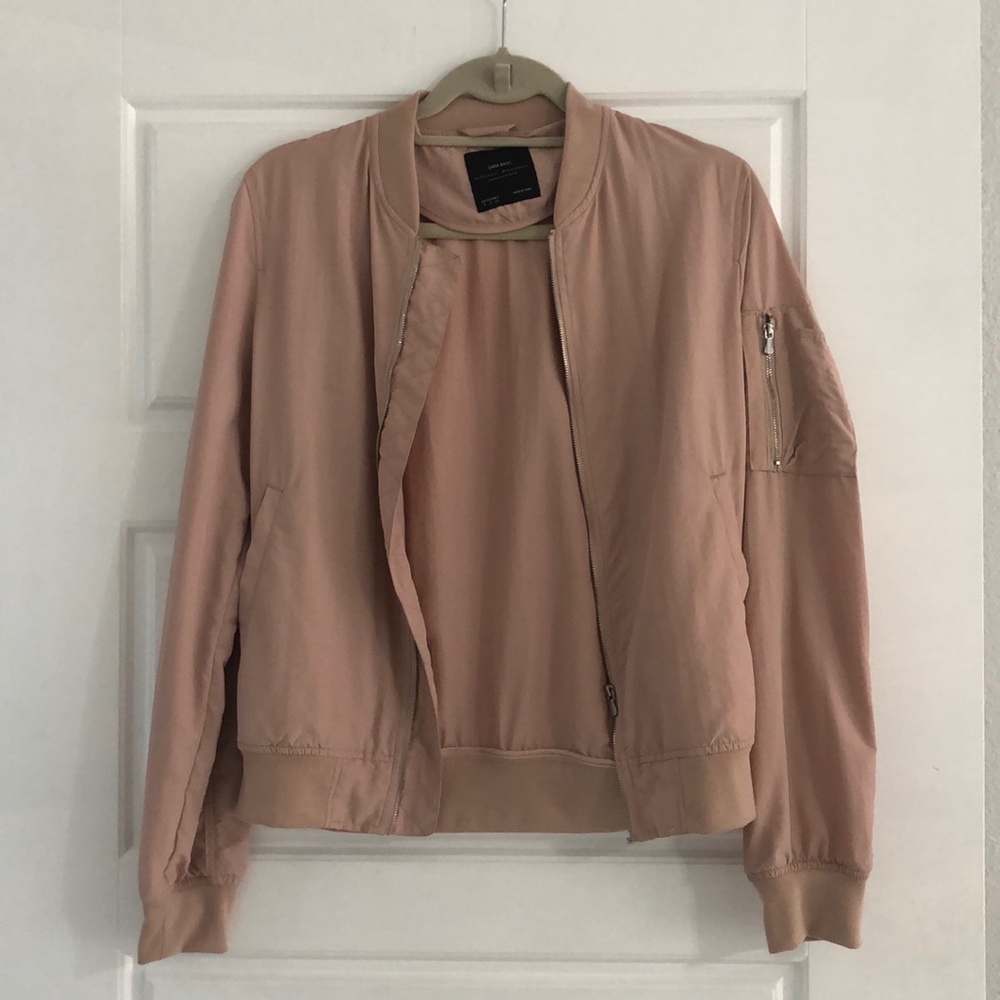 Zara blush bomber jacket